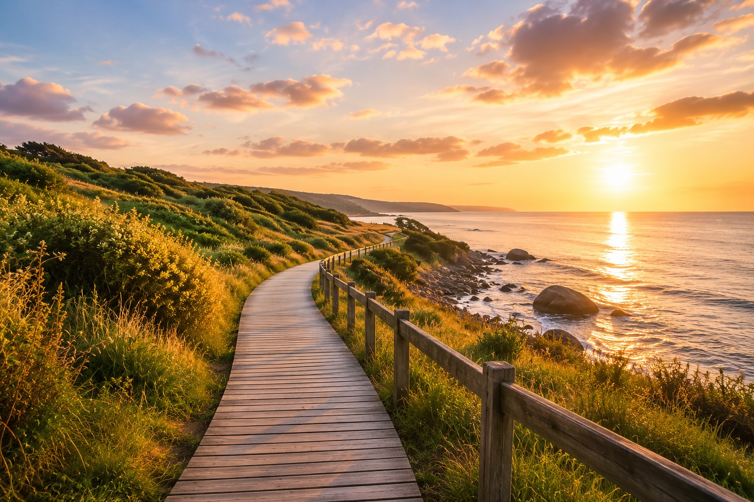 Peaceful coastal path representing a journey toward anxiety recovery